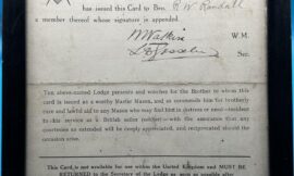 Great War Safe Conduct pass issued to W Bro R W Randall.