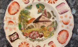 Staffordshire Creamware Prattware enamelled brown transferware Childs Plate