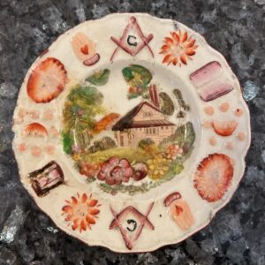 Staffordshire Creamware Prattware enamelled brown transferware Childs Plate