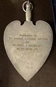 Charity Stewards Collar Jewel held in the Museum in St Ann’s Lodge No.593.