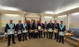 Strand Lodge No 1987 visit Hansard Lodge to present W Bro Eric Abercromby with a very special 60 year certificate from Metropolitan Grand Lodge of London