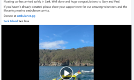 Floating Car Challenge Reaches Sark in Support of Flying Christine III